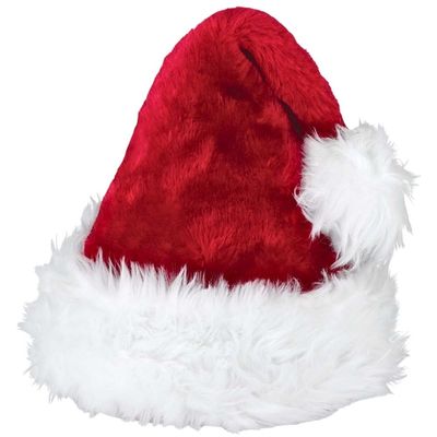 Deluxe Plush Santa Red & White Faux Fur Hat - 15" x 11", 1 Piece - Ideal for Christmas, Holiday, & Themed Parties