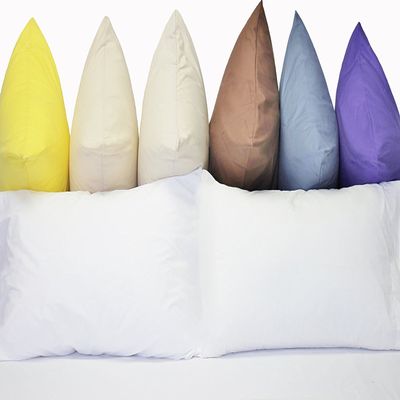 Digital Decor Set of Two (2) BellaResto Hypoallergenic 100% Cotton Pillows with 2 Free Colored Pillowcases! (Queen)