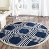 SAFAVIEH Chatham Collection Area Rug - 5' Round, Dark Blue & Ivory, Handmade Geometric Wool, Ideal for High Traffic Areas in Living Room, Bedroom (CHT758C) view 1