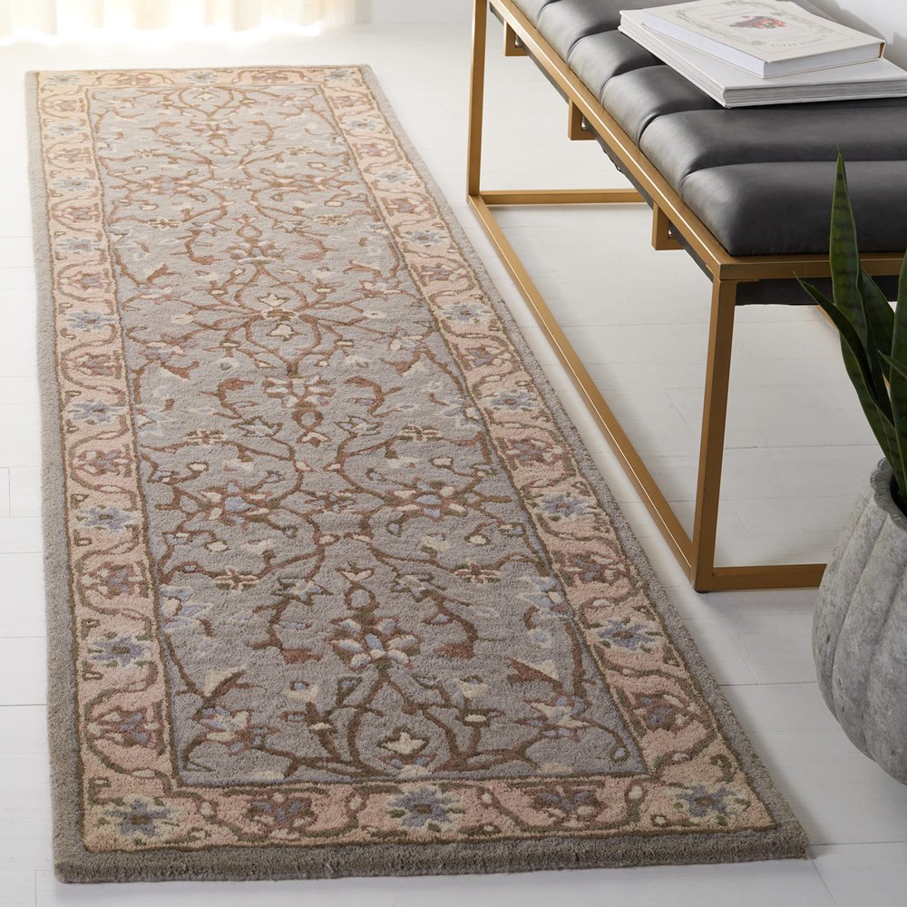 SAFAVIEH Heritage Collection Runner Rug - 2'3" x 8', Beige & Grey, Handmade Traditional Oriental Wool, Ideal for High Traffic Areas in Living Room, Bedroom (HG862A)