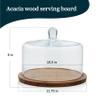 Libbey Acaciawood Flat Round Wood Server with Glass Dome view 3
