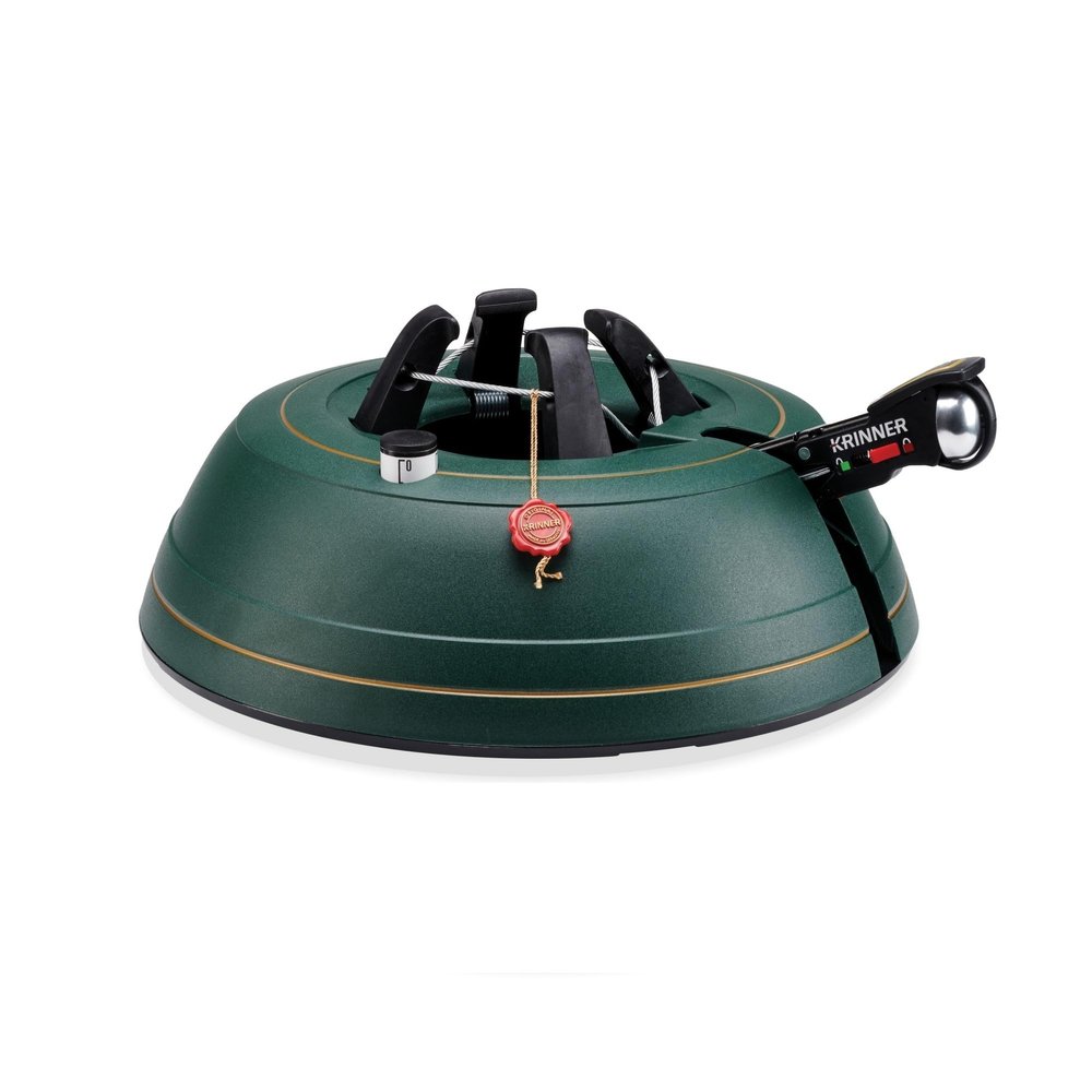 Krinner Christmas Tree Genie Medium - Green Tree Stand - Original Single Cable Operation, Holds up to 7 ft Live Trees - Foot Pedal Setup & Water Reservoir with Level Indicator - German Made