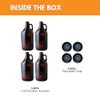 True Fabrications 1/2 Gallon Brown Beer Growler with poly seal caps, Reusable, Has Uv Protection (Pack of 4) view 2