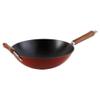 IMUSA USA GKG-61021 Light Cast Iron Wok, 14", Red Handles view 1
