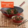 IMUSA USA GKG-61021 Light Cast Iron Wok, 14", Red Handles view 3