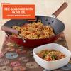 IMUSA USA GKG-61021 Light Cast Iron Wok, 14", Red Handles view 4