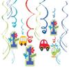 "All Aboard Boy" Value Pack Foil Swirl Decorations, Birthday view 1