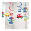 "All Aboard Boy" Value Pack Foil Swirl Decorations, Birthday view 4