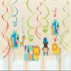 Amscan One Wild Boy 1st Birthday Value Pack Foil Swirl Decorations, Medium, Blue/Red/Green view 1