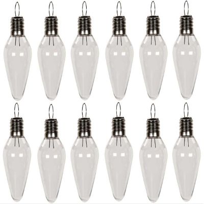 Creative Hobbies Clear Plastic Bulb Shape Christmas Ornaments 100mm (4 Inch) - Shatterproof & Ready to Decorate | 12 Pack