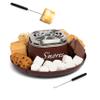 Nostalgia Tabletop Indoor Electric S'mores Maker - Smores Kit With Marshmallow Roasting Sticks and 4 Trays for Graham Crackers, Chocolate, and Marshmallows - Movie Night Supplies - Brown view 1