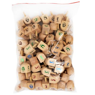 100 Wooden Dreidels for Ages 4 and Up