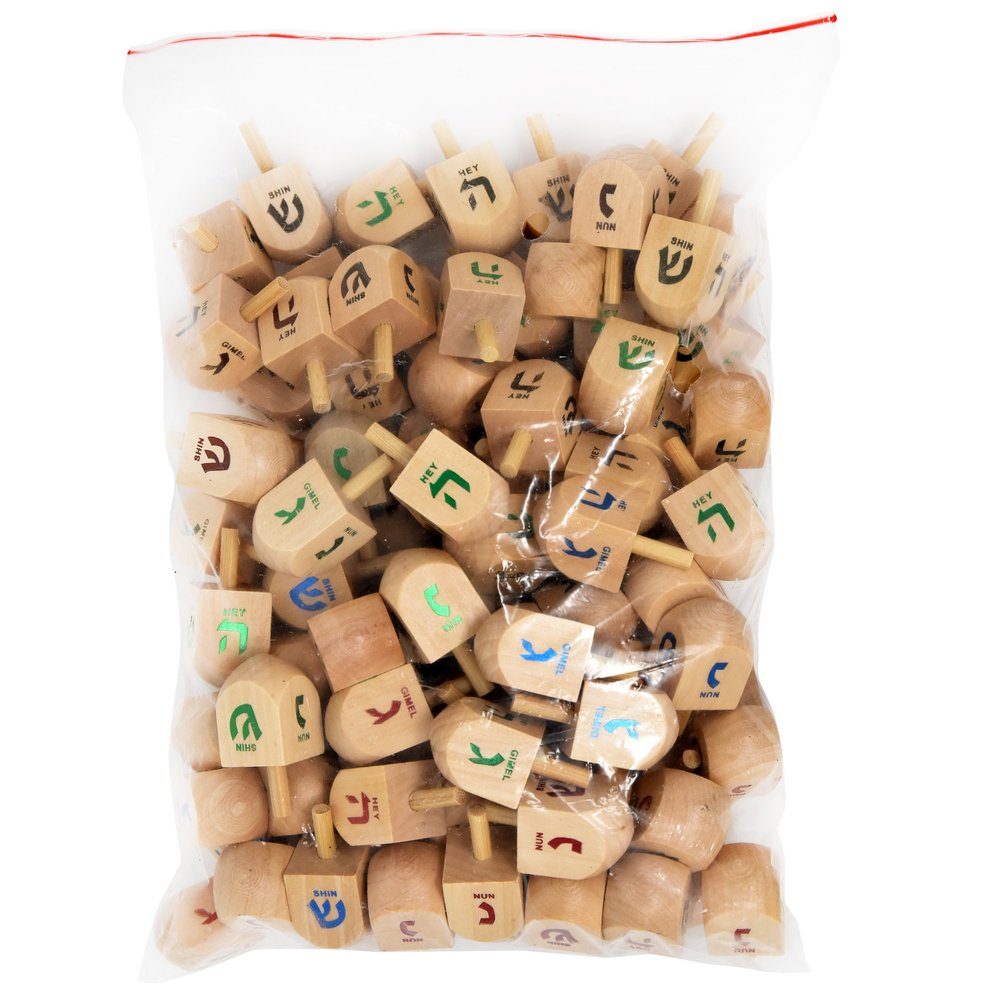 100 Wooden Dreidels for Ages 4 and Up