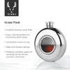 Viski Scope Stainless Steel Round Liquor Flask with Glass Viewing Window, Modern Design Leakproof Pocket Flask for Whiskey, Vodka, Tequila, Travel, Camping, Gifts for Men and Women, 5 oz, Set of 1 view 2