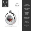 Viski Scope Stainless Steel Round Liquor Flask with Glass Viewing Window, Modern Design Leakproof Pocket Flask for Whiskey, Vodka, Tequila, Travel, Camping, Gifts for Men and Women, 5 oz, Set of 1 view 3