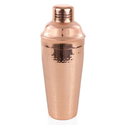 Twine Hammered Cocktail Shaker for Cold Brew Cocktails, Margarita, Whiskey Sour, Stainless Steel Martini Shaker with Strainer, Copper Plated, Home Bar Accessories, Bar Tools, 25 oz, Set of 1