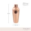 Twine Hammered Cocktail Shaker for Cold Brew Cocktails, Margarita, Whiskey Sour, Stainless Steel Martini Shaker with Strainer, Copper Plated, Home Bar Accessories, Bar Tools, 25 oz, Set of 1 view 3