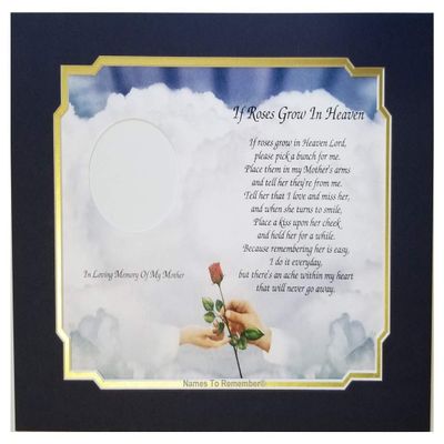 In Memory of Mother "If Roses Grow In Heaven" Memorial Poem For Loss Of Mother Hands With Red Rose