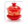 Moyishi Chinese Porcelain Gaiwan Happy Red Dragon Tradition Sancai Tea Cup Tea Set Best Gift view 2