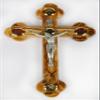 Olive Wood Crucifix Wall Cross adorned with olive leaves, frankincense, flowers and stones from Jerusalem Hand Crafted by Artisans in Bethlehem (the heart of the holy land). An Ideal Religious Gift view 1