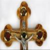 Olive Wood Crucifix Wall Cross adorned with olive leaves, frankincense, flowers and stones from Jerusalem Hand Crafted by Artisans in Bethlehem (the heart of the holy land). An Ideal Religious Gift view 2