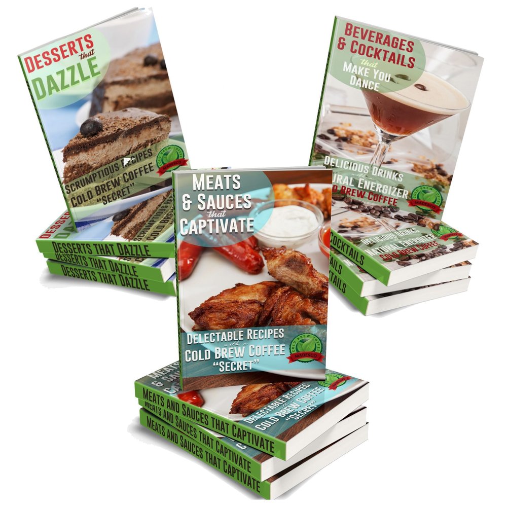 Two One-Gallon Cold Brew Coffee Filter Pouches (2-pack) and 3 Free Recipe Books - "Cooking with Cold Brew Coffee" downloadable eBooks