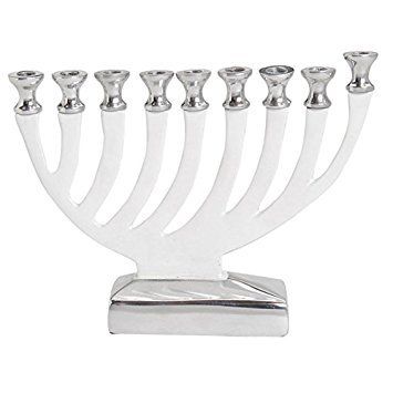 White Aluminum Hanukkah Menorah