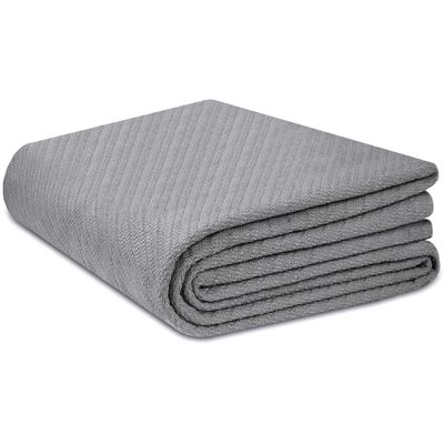 COTTON CRAFT Soft Cotton Thermal Blanket - Plush Herringbone Twill - All Season Luxurious Breathable Skin Friendly Lightweight Cooling Throw Blanket - Sofa Couch Travel Camping Dorm - Full Queen Grey
