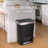simplehuman 45 Liter / 12 Gallon Rectangular Kitchen Step Trash Can with Soft-Close Lid, Black Plastic view 2