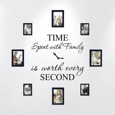 Time Spent with Family Is Worth Every Second Home Wall Decal Sticker Clock #1249 (Matte Black, 20" wide x 17" high)