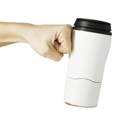 Mighty Mug Plastic Travel Mug, No Spill Double Wall Tumbler, Cold/Hot, Cup-Holder Friendly, Dishwasher Safe, (Cream, 12oz)