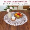 kilofly Handmade Crochet Cotton Lace Table Sofa Doily, Waterlily, White, 22 inch view 4