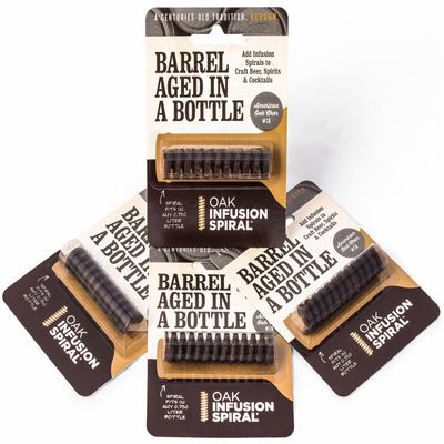 Oak Infusion Spiral 2.5" for Whiskey | Oak Spirals for Aging Whiskey, Wine & Beer (Pack of 4) | Barrel Aged in a Bottle Infusion Spiral for Wine Making & Craft Beer
