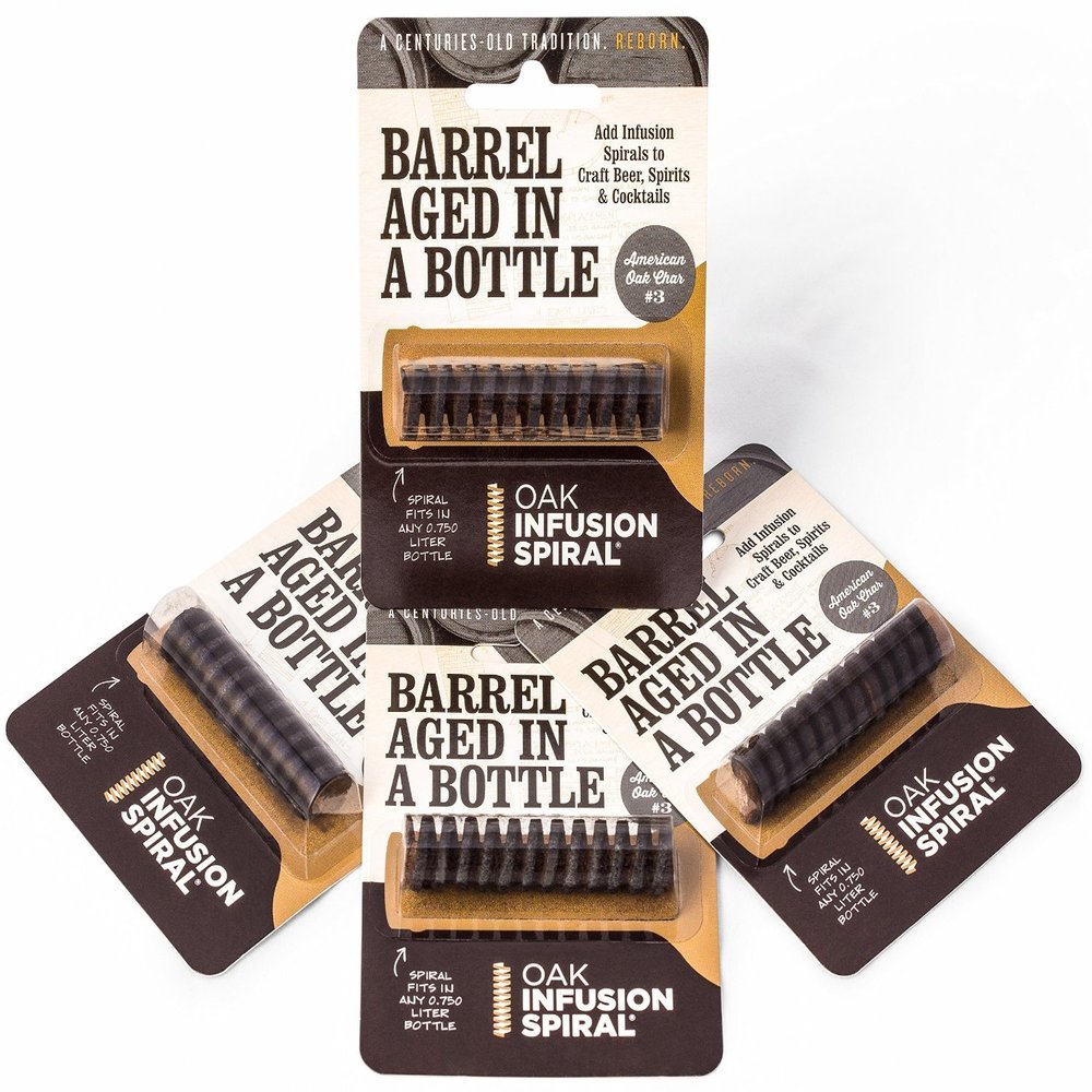 Oak Infusion Spiral 2.5" for Whiskey | Oak Spirals for Aging Whiskey, Wine & Beer (Pack of 4) | Barrel Aged in a Bottle Infusion Spiral for Wine Making & Craft Beer