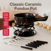 Swissmar Gruyere Cheese Fondue Set - 2.8 QT / 2.65 L - Ceramic Fondue Pot with Rechaud, Fondue Burner, 6 Forks - Ideal for Melting Cheese, Chocolate & Caramel - Black view 2