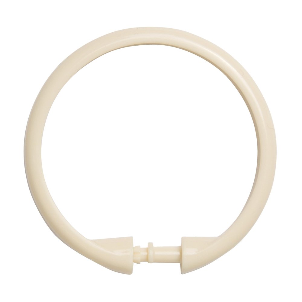 Kenney KN61224 Rust-Proof Smooth Plastic Shower Curtain Rings for Shower Curtain and Standard Shower Curtain Rod, Bathroom Use, Easy to Snap Closure, Easy to Install, Set of 12, Cream
