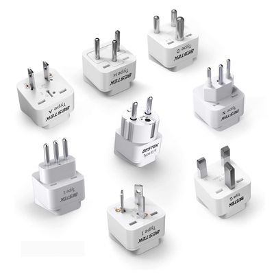 BESTEK Worldwide Travel Plug Adapter Set, Grounded Universal Power Plug Adapter for USA to US, EU, AU, UK, GE, HK and More- 8 Packs