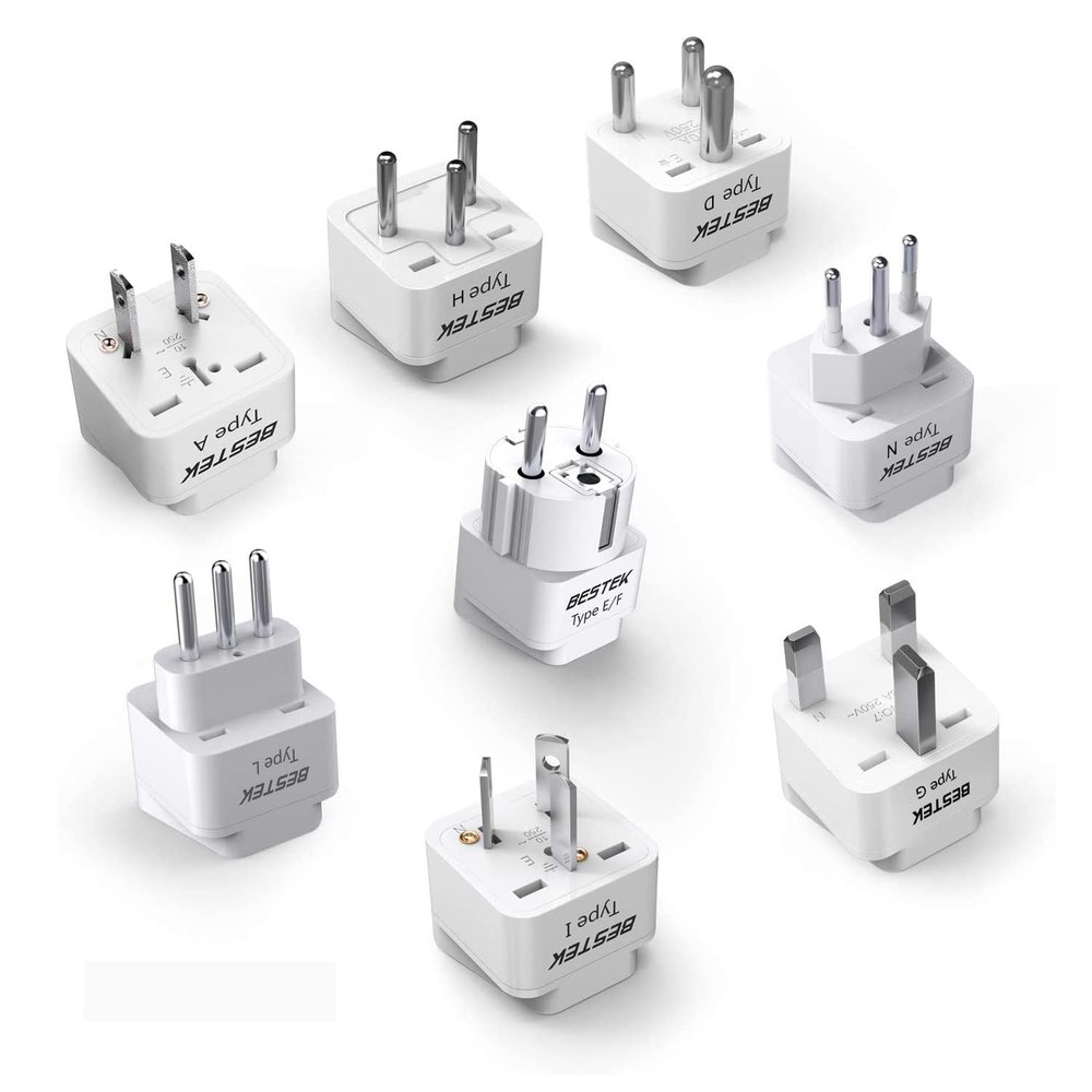 BESTEK Worldwide Travel Plug Adapter Set, Grounded Universal Power Plug Adapter for USA to US, EU, AU, UK, GE, HK and More- 8 Packs