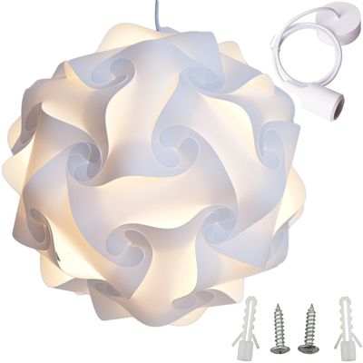 Lightingsky Ceiling Pendant DIY IQ Jigsaw Puzzle Lamp Shade Kit with 40 Inch Hanging Cord (White, L- 12 inch)