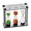 Lily's Home 3.75" Tall 3-in-1 Perfect Tea Timer, Includes 3, 4, and 5 Minute Sand Hourglass Timers, Use for Making Tea or Keeping Time Around The Kitchen, Brushed Stainless Steel Frame view 1