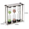 Lily's Home 3.75" Tall 3-in-1 Perfect Tea Timer, Includes 3, 4, and 5 Minute Sand Hourglass Timers, Use for Making Tea or Keeping Time Around The Kitchen, Brushed Stainless Steel Frame view 2