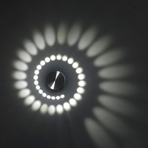 LUMINTURS Spiral Dimmable 3W LED Wall Sconce Hi-Brightness Light Fixture Modern Indoor Lamp Pure white