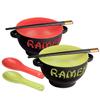 World Market Japanese Ceramic Ramen Bowl Set of 2 - Soup Spoon and Chopsticks - Serving Bowls for Noodle, Ramen, Udon, Miso, Thai, and Pho Soup 17.5 Ounce Red Dragon and Green Rooster view 1