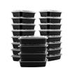 Snap Pak Plastic Food Storage, Meal Prep, Take-Out Delivery Container Rectangular, 25 Count (Pack of 1), Black Base/Clear Lid view 1
