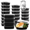 Snap Pak Plastic Food Storage, Meal Prep, Take-Out Delivery Container Rectangular, 25 Count (Pack of 1), Black Base/Clear Lid view 2