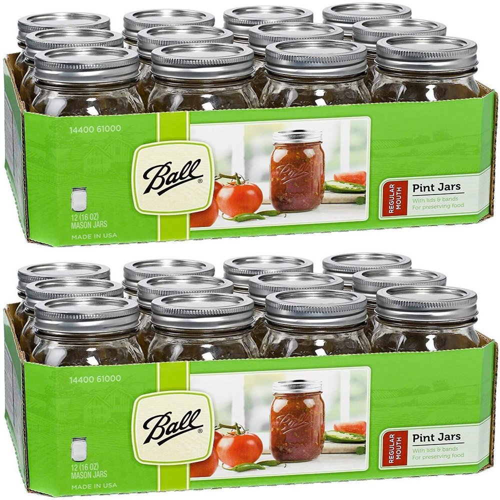 Ball Regular Mouth Pint 16-oz Mason Jar with Lids and Bands (Pack of 24)