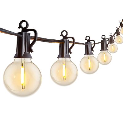 Outdoor String Lights 25 Feet G40 LED Patio Lights, Plug-in, 13 Plastic Edison Bulbs(1 Spare), Waterproof Connectable Hanging Light for Backyard Porch Balcony Party Decor, E12 Base, Black