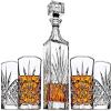 James Scott Liquor Decanter 5-Piece Irish-Cut Crystal Decanter & Whiskey Glasses Set - for Whiskey, Wine and Bourbon - Includes 24 oz. Decanter with Stopper and 4 x 11 oz. Glasses | Beautiful Gift Box view 1