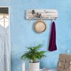 MyGift 3 Hook Coastal Style Wall Mounted Entryway Coat Rack, Decorative Nautical Beach Starfish and Seashell Theme Wood Panel with White Metal Jacket Hanging Hooks view 2