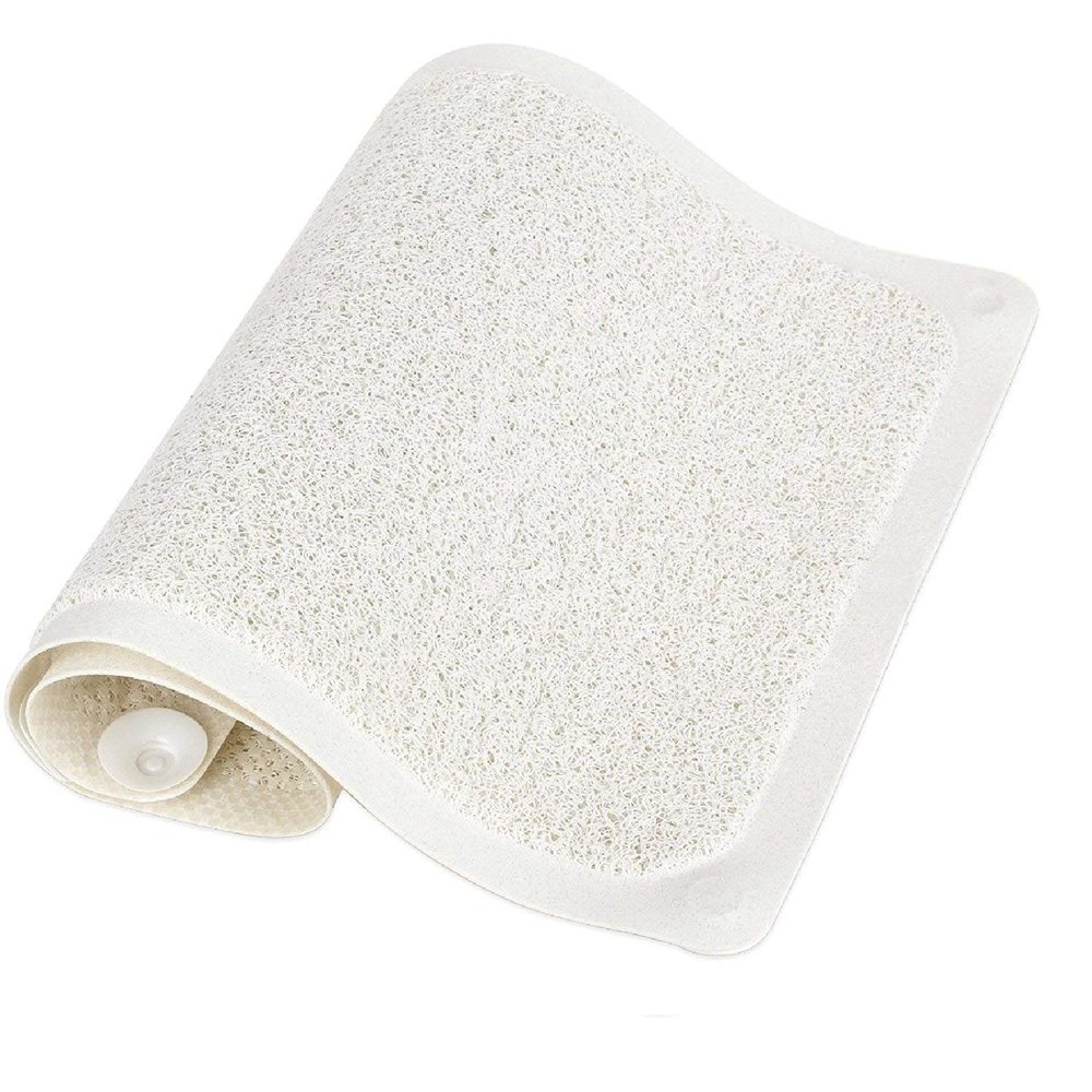 Huji Loofah Shower Mat - Non-Slip Bath Mat 10 Super Suction Cups for Bathroom - Great for The Elderly and Children